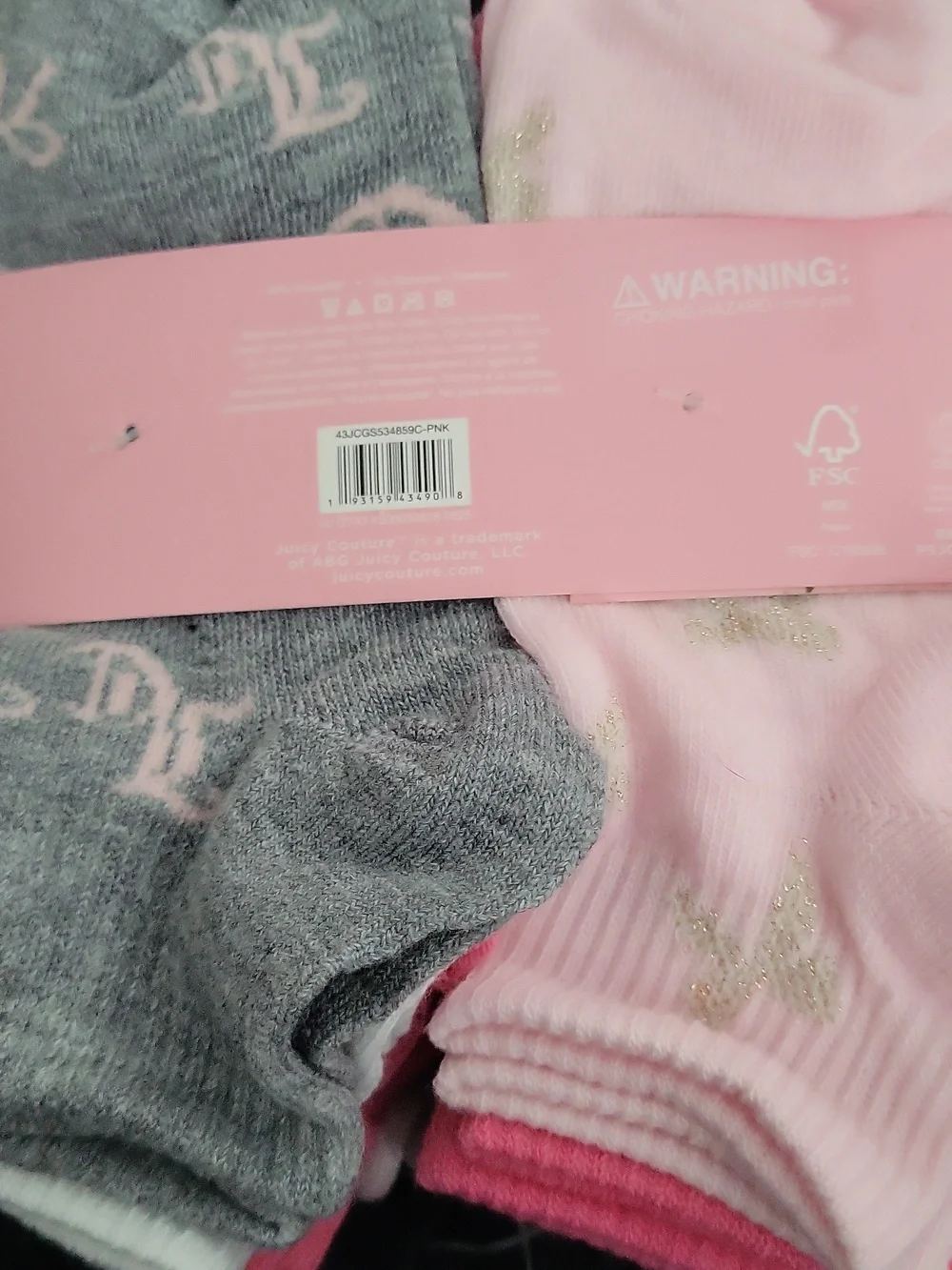 Juicy Couture Girls' Pink and White Socks - 10 Pairs Size 10 - 4